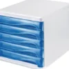 helit Schubladenbox 5 Schubladen weiß / blautransparent - H61294-30