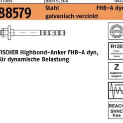 Highbond-Anker R 88579 dyn 20x170/50 Stahl galv.verz. 10 Stück FISCHER