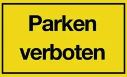 Hinweiszeichen Parken verboten L250xB150mm gelb schwarz Ku.