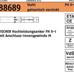 Hochleistungsanker R 88689 FH II 15/M 12 I Stahl galv.verz. 20St. FISCHER
