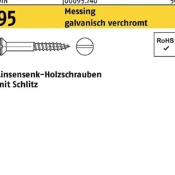Holzschraube DIN 95 LIKO Schlitz 3x25 Messing galv. verchromt 200St.