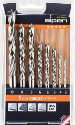 Holzspiralbohrersatz PCTM 8-tlg.D.3,4,5,2x6,2x 8,10mm HSS-Co5 ALPEN