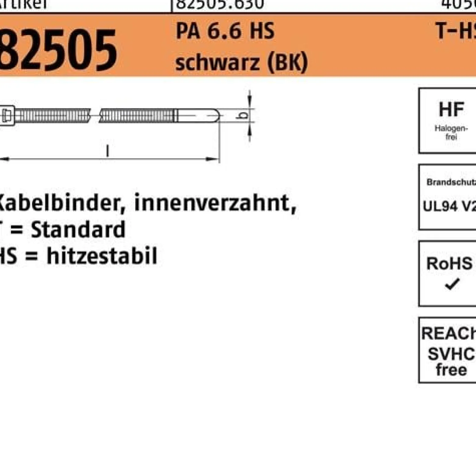 Kabelbinder R 82505 innenverz. 2,5x100/22 PA 6.6 HS sw 100St. HELLERMANNTYTON