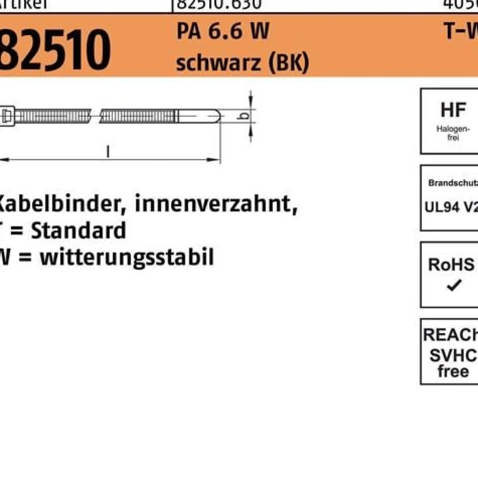 Kabelbinder R 82510 innenverz. 2,5x100/22 PA 6.6 W sw 100St. HELLERMANNTYTON