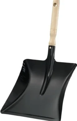 Kehrschaufel mit Holzgriff Metall schwarz lackiert - 51200-08
