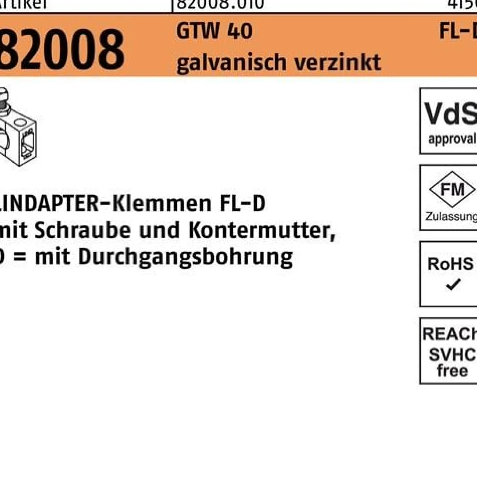 Klemmen R 82008 GTW 40 FL-D FL 4 - D 13 galv.verz. 1 Stück LINDAPTER