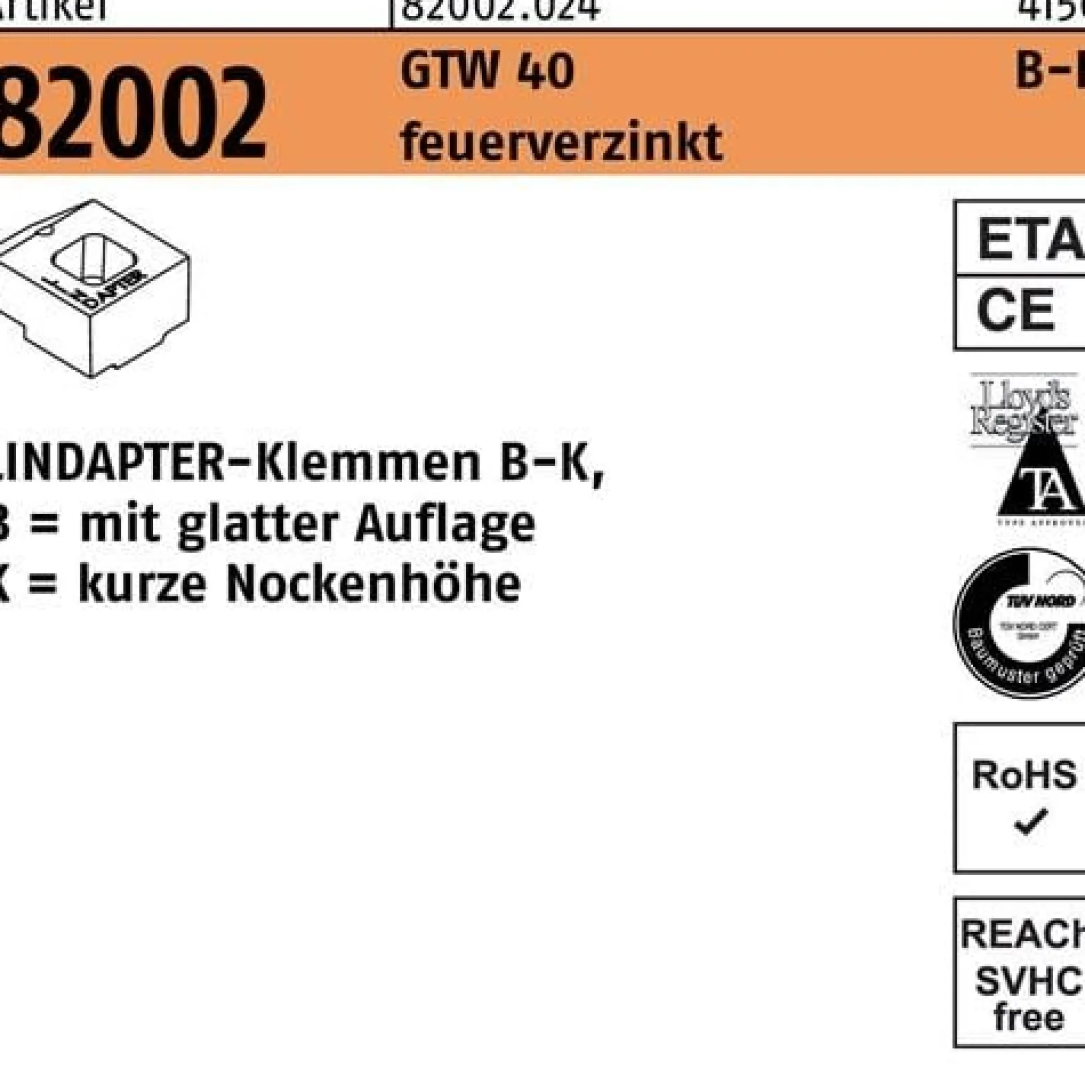 Klemmen R 82002 GTW 40 KM 12/4,5 feuerverz. 1 Stück LINDAPTER