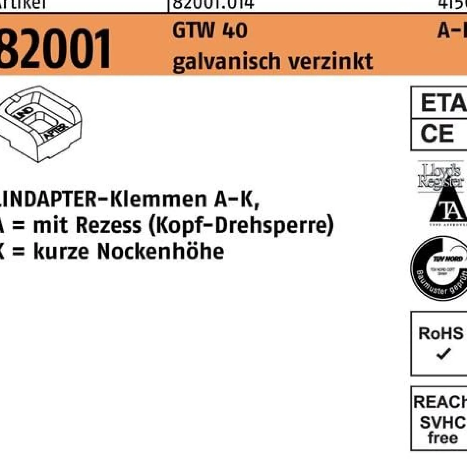 Klemmen R 82001 GTW 40 KM 16/5,5 galv.verz. 1 Stück LINDAPTER