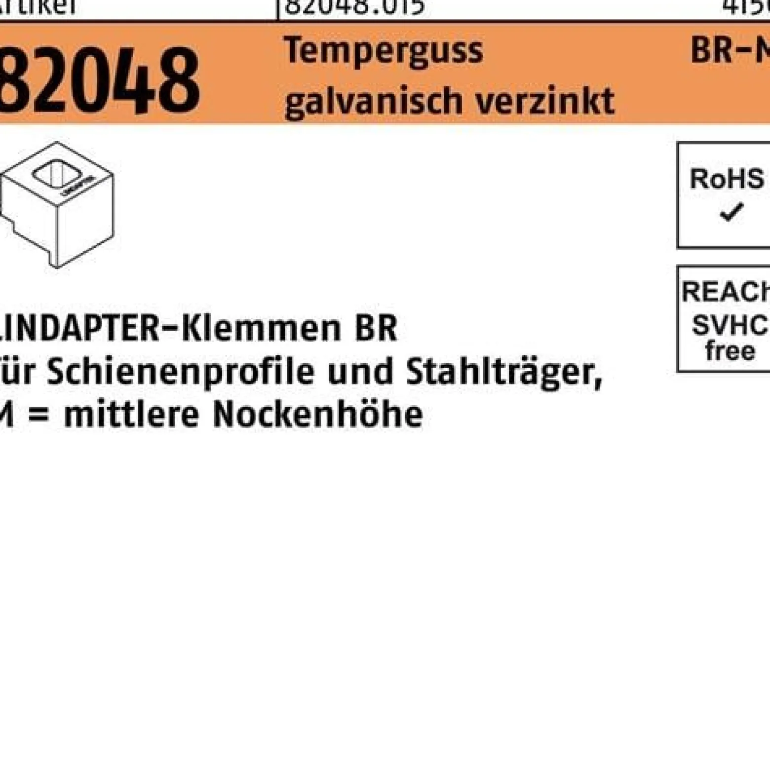 Klemme R 82048 GTW 40 BR 16/8,0 Temperguss galv.verz. 1St. LINDAPTER