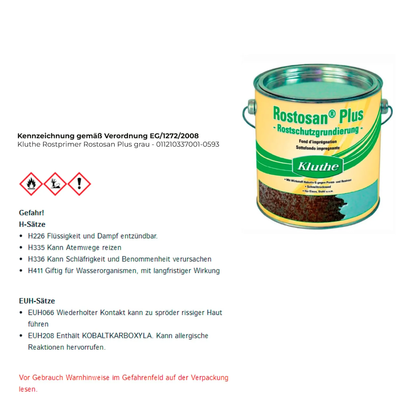 Kluthe Rostprimer Rostosan Plus grau - 011210337001-0593