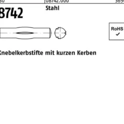 Knebelkerbstift ISO 8742 kurzen Kerben 8x 40 Stahl 100 Stück