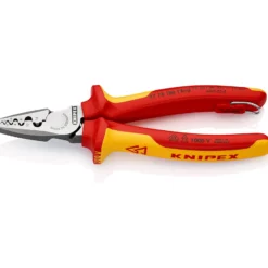 Knipex Aderendhuelsenzange mit Befestigungsöse isoliert mit Mehrkomponenten-Hüllen, VDE-geprüft; mit integrierter isolierter Befestigungsöse zum Anbringen einer Absturzsicherung 180 mm - 9778180TBK