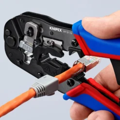 Knipex Crimpzange für Westernstecker brüniert, mit Mehrkomponenten-Hüllen 190 mm - 975113