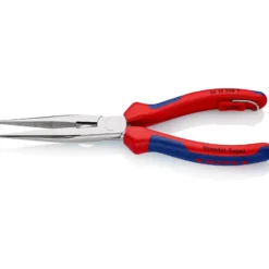 Knipex Flachrundzange mit Schneide/Befestigungsöse verchromt, mit Mehrkomponenten-Hüllen, mit integrierter Befestigungsöse zum Anbringen einer Absturzsicherung 200 mm - 2615200TBK