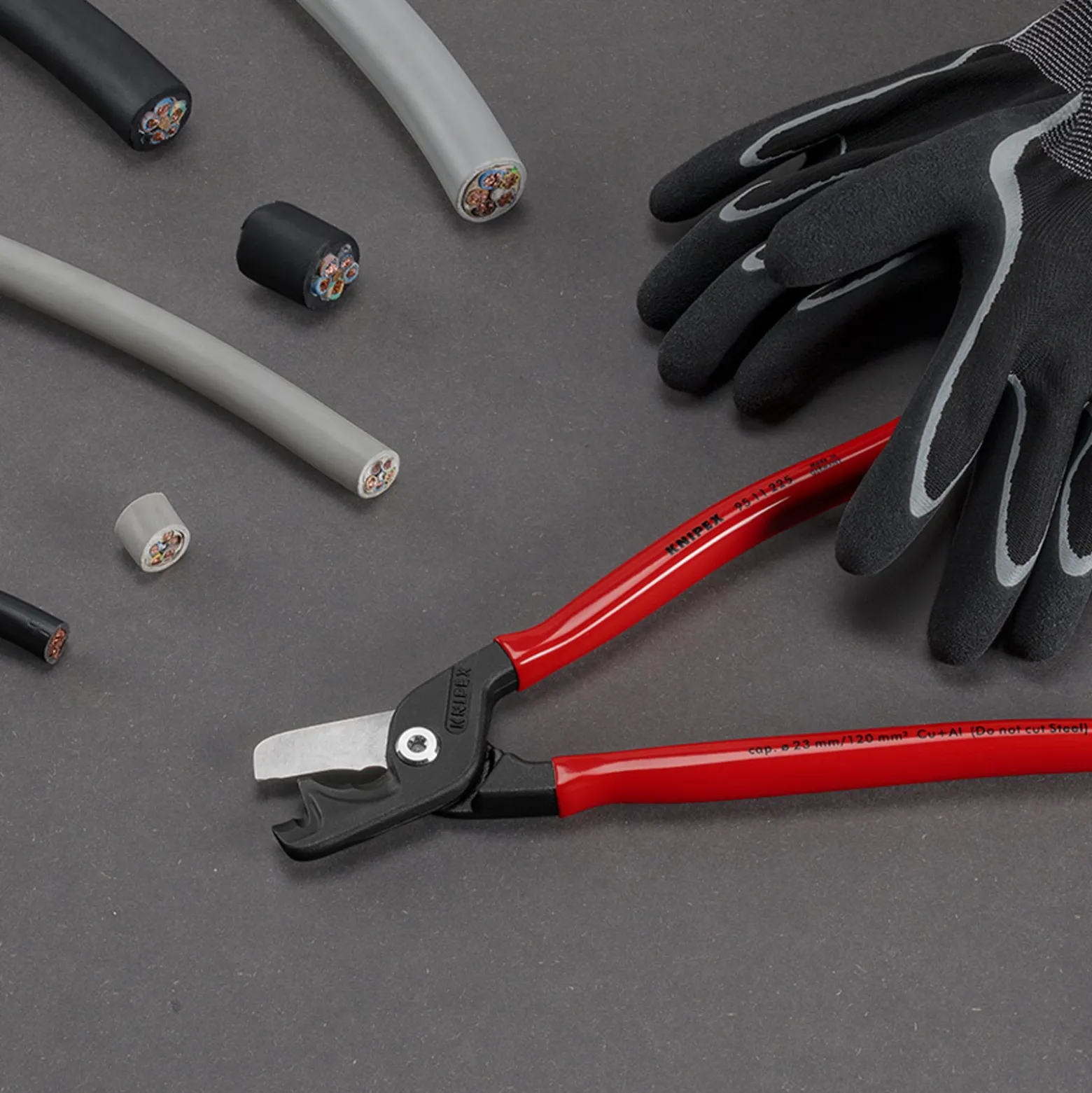 Knipex StepCut® XL Kabelscheren mit Stufenschnitt mit Kunststoff überzogen brüniert - 9511225
