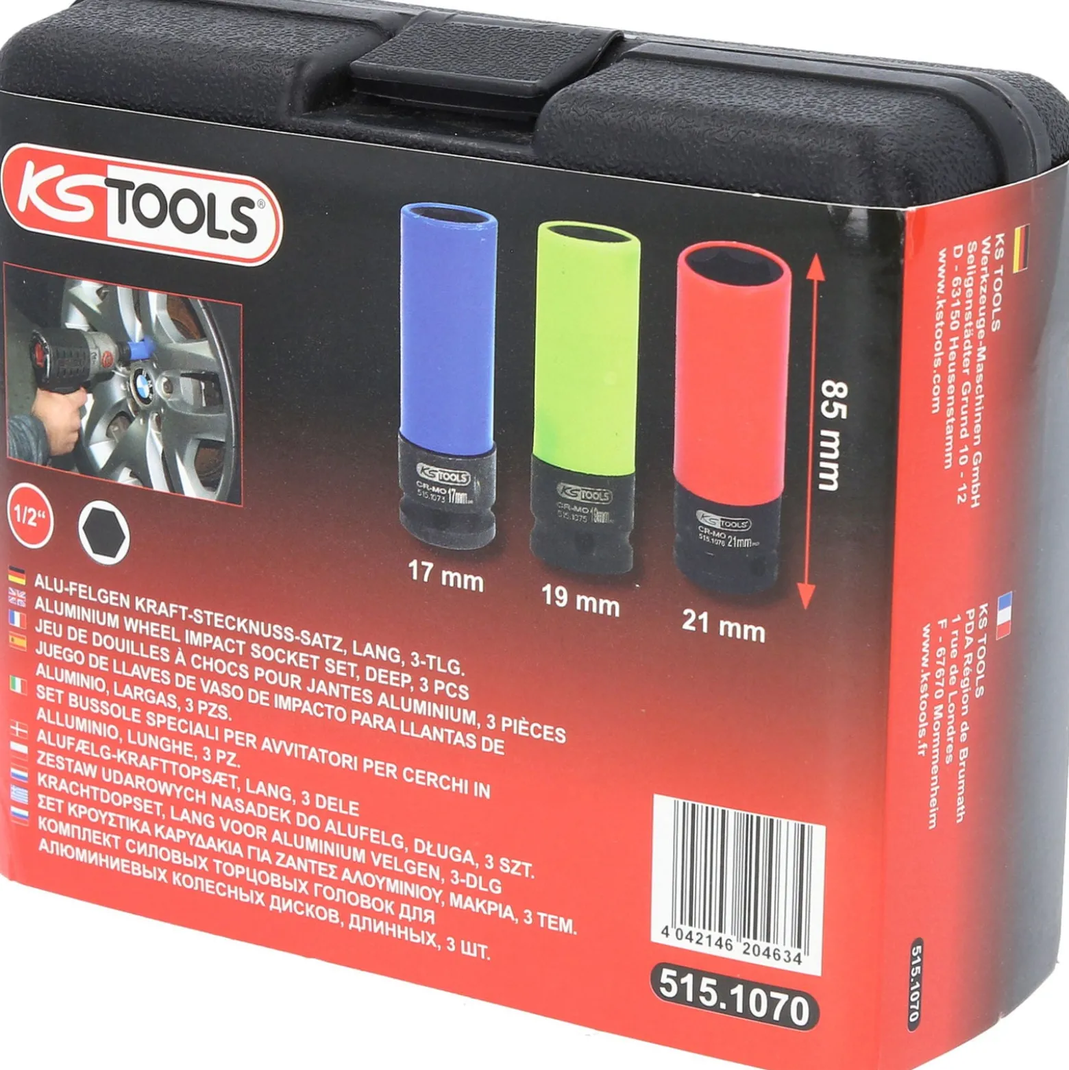 KS TOOLS 1/2" Alu-Felgen Kraft-Stecknuss-Satz robust 3tlg. - 515.1070