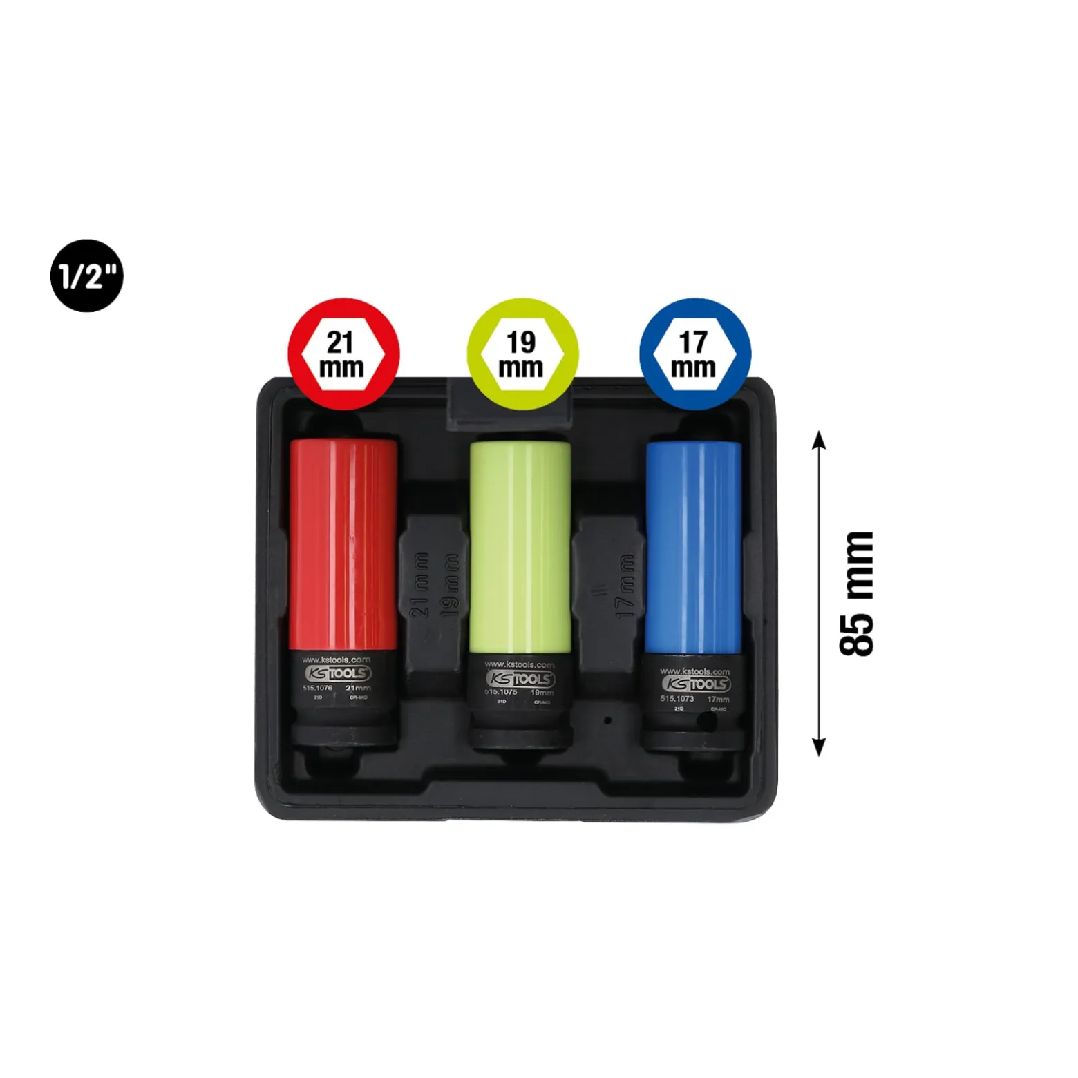 KS TOOLS 1/2" Alu-Felgen Kraft-Stecknuss-Satz robust 3tlg. - 515.1070