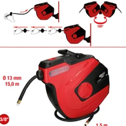 KS TOOLS Automatischer Druckluftschlauch-Aufroller Ø 13 mm x 15 m - 515.3445