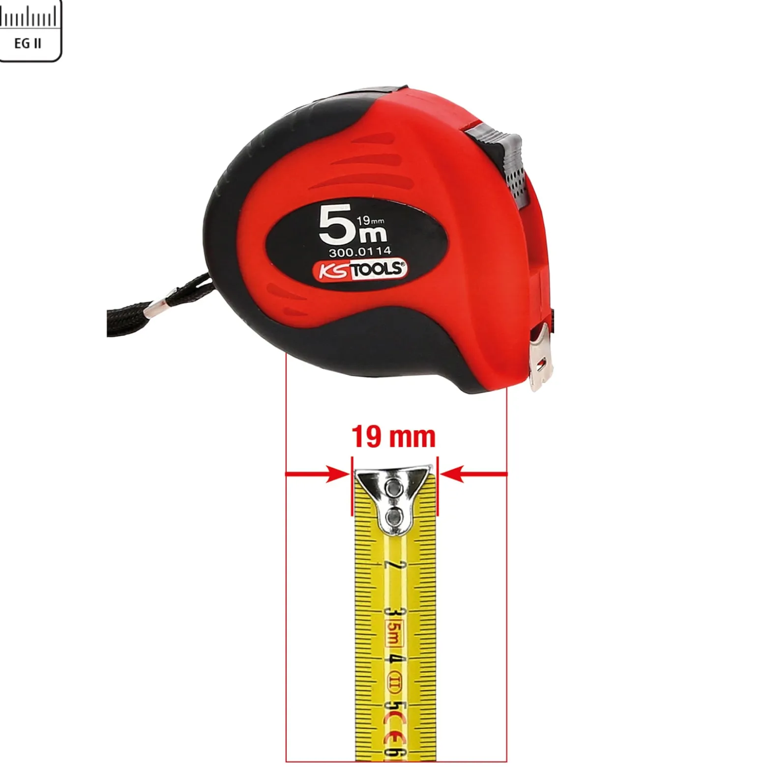 KS TOOLS Bandmaß mit Feststeller schwarz-rot 5m 19 mm - 300.0114