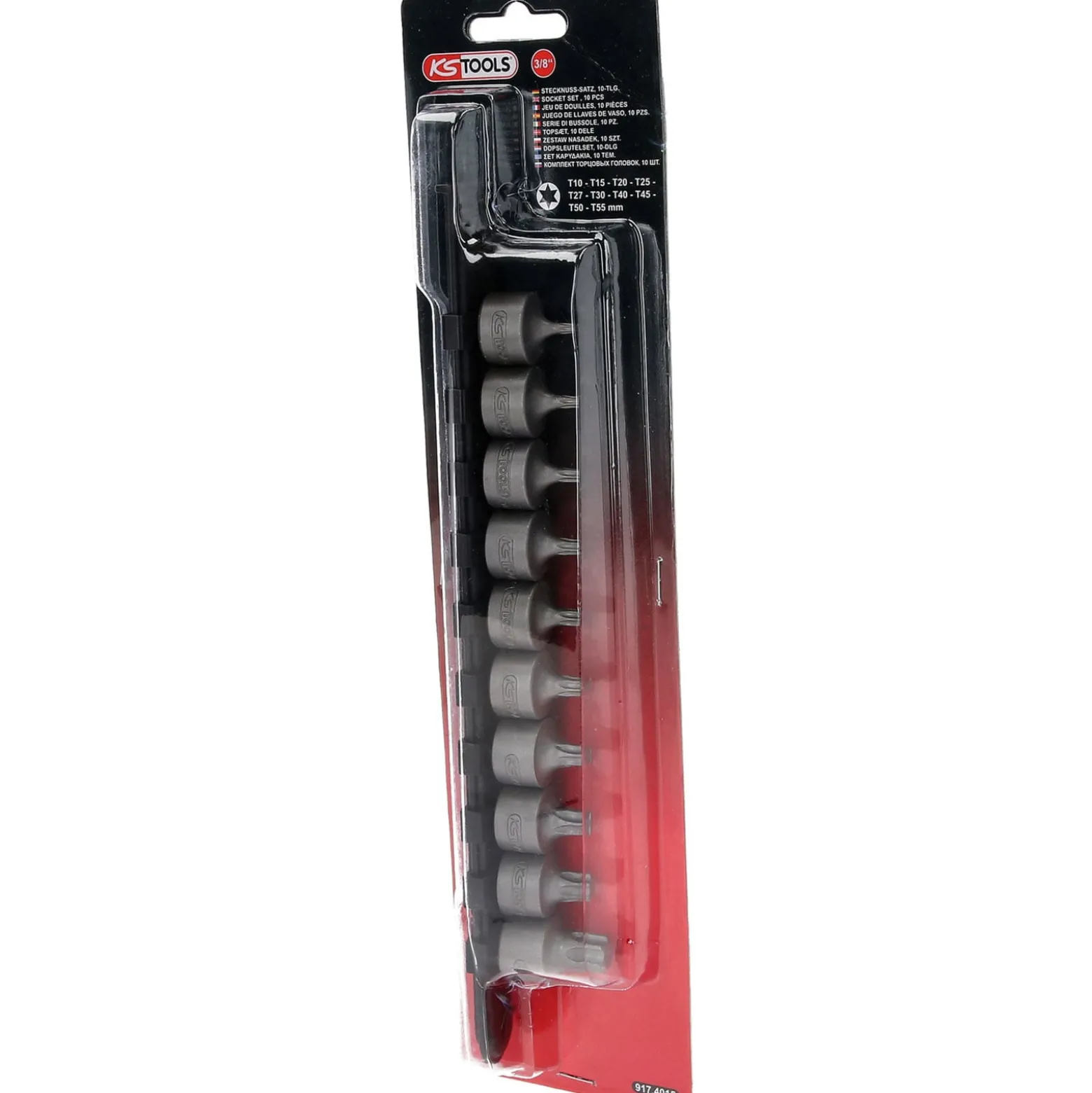 KS TOOLS 3/8" Bit-Stecknuss-Satz Torx kurz 10tlg. T10-T55 - 917.4015