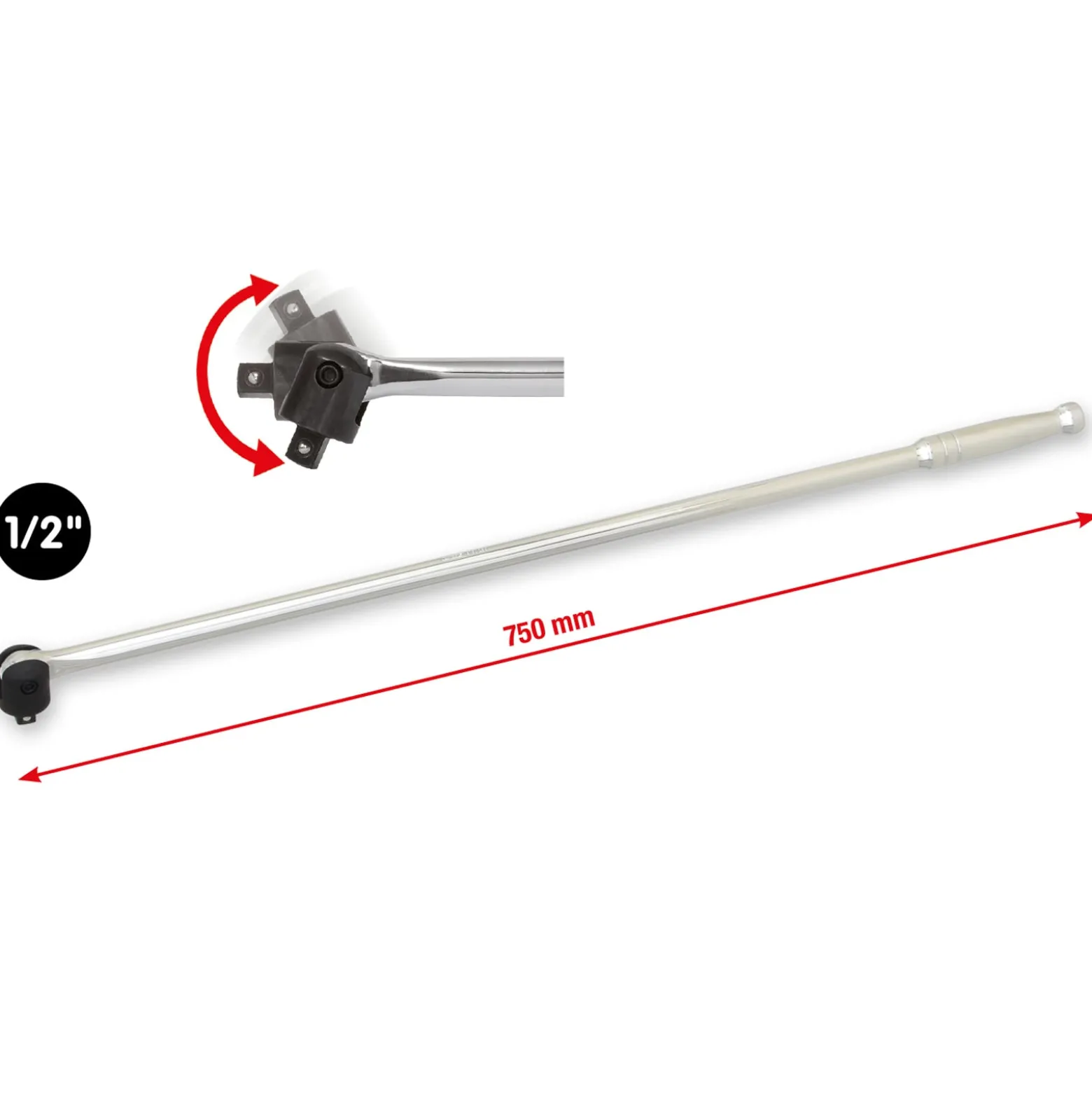 KS TOOLS 1/2" Chromeplus Gelenk-Steckgriff 760 mm - 918.1293