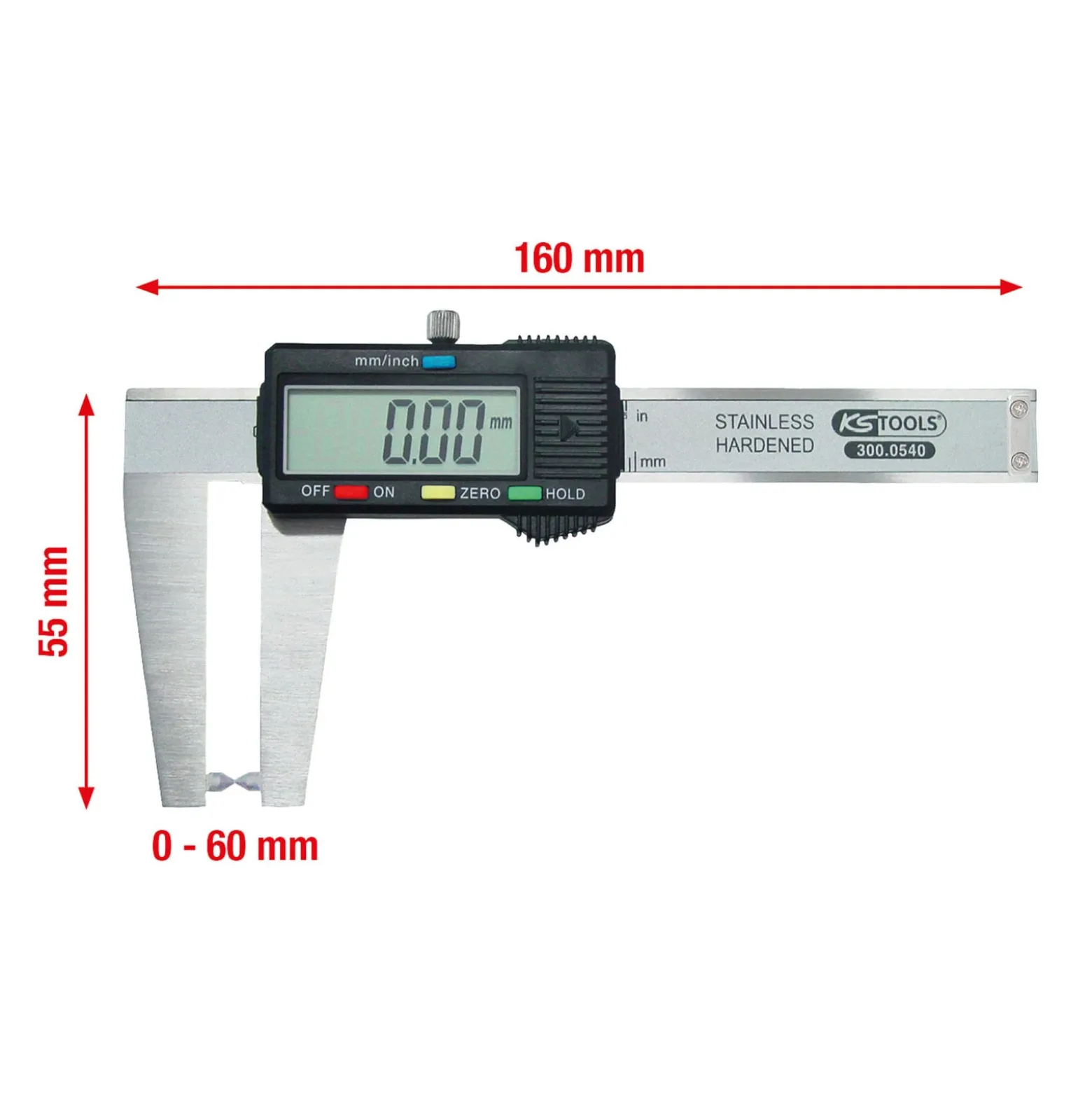 KS TOOLS Digital-Bremsscheiben-Messschieber 0-60 mm 160 mm - 300.0540