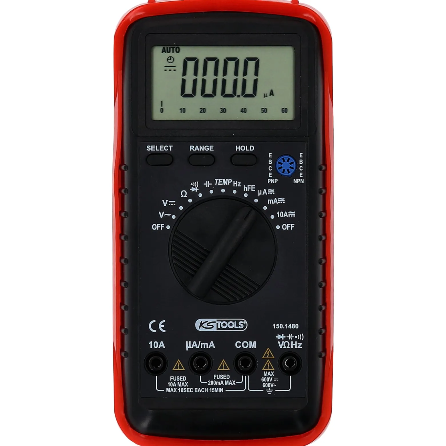 KS TOOLS Digital Multimeter inkl. Prüfspitzen und Krokodilklemmen - 150.1480