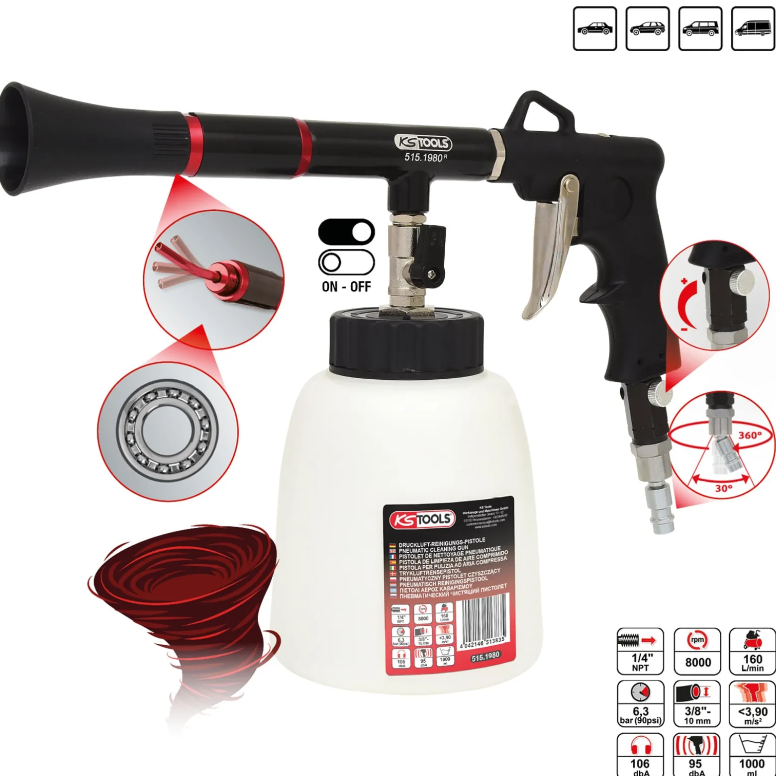 KS TOOLS Druckluft-Reinigungs-Pistole - 515.1980