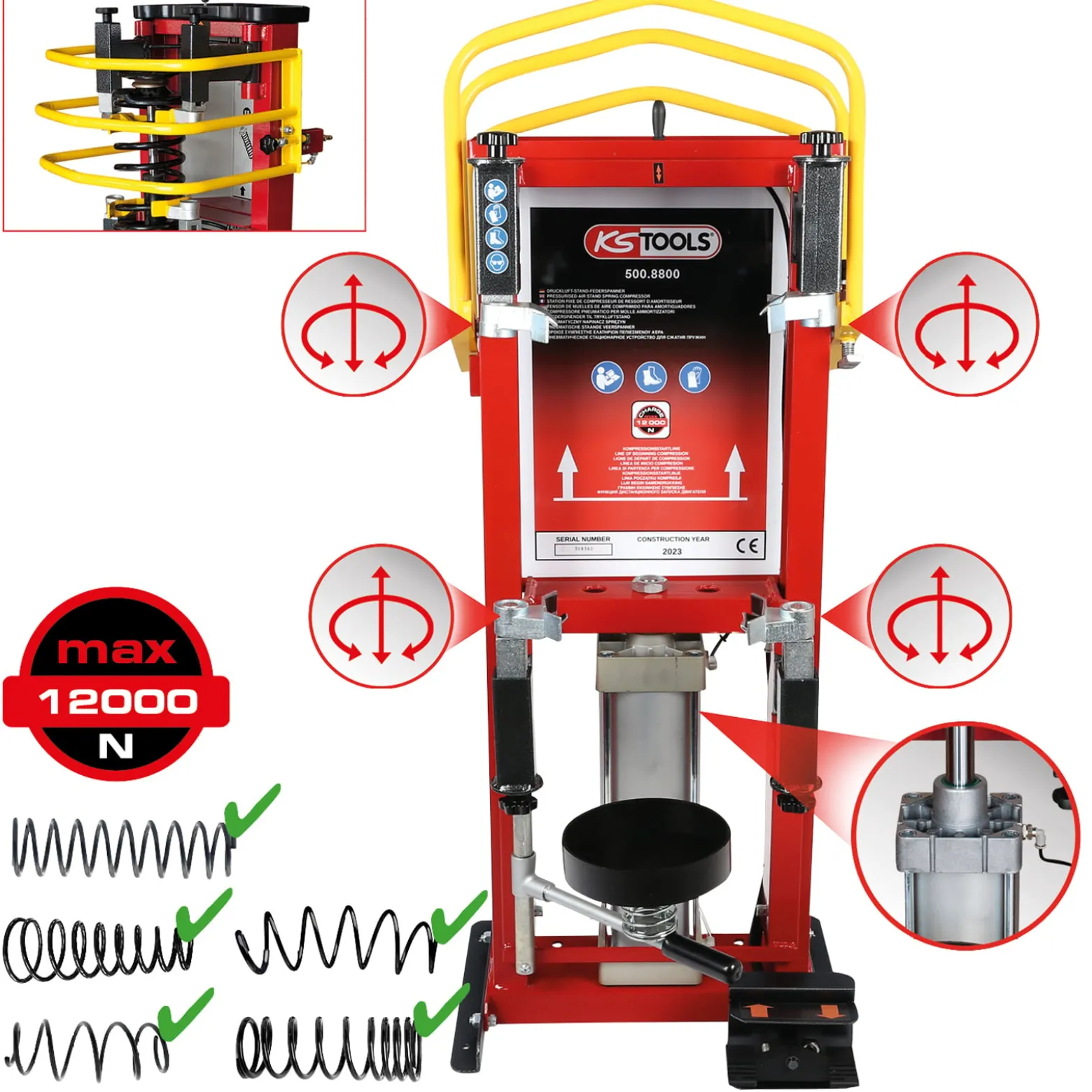 KS TOOLS Druckluft-Stand-Federspanner max. 10 bar - 500.8800