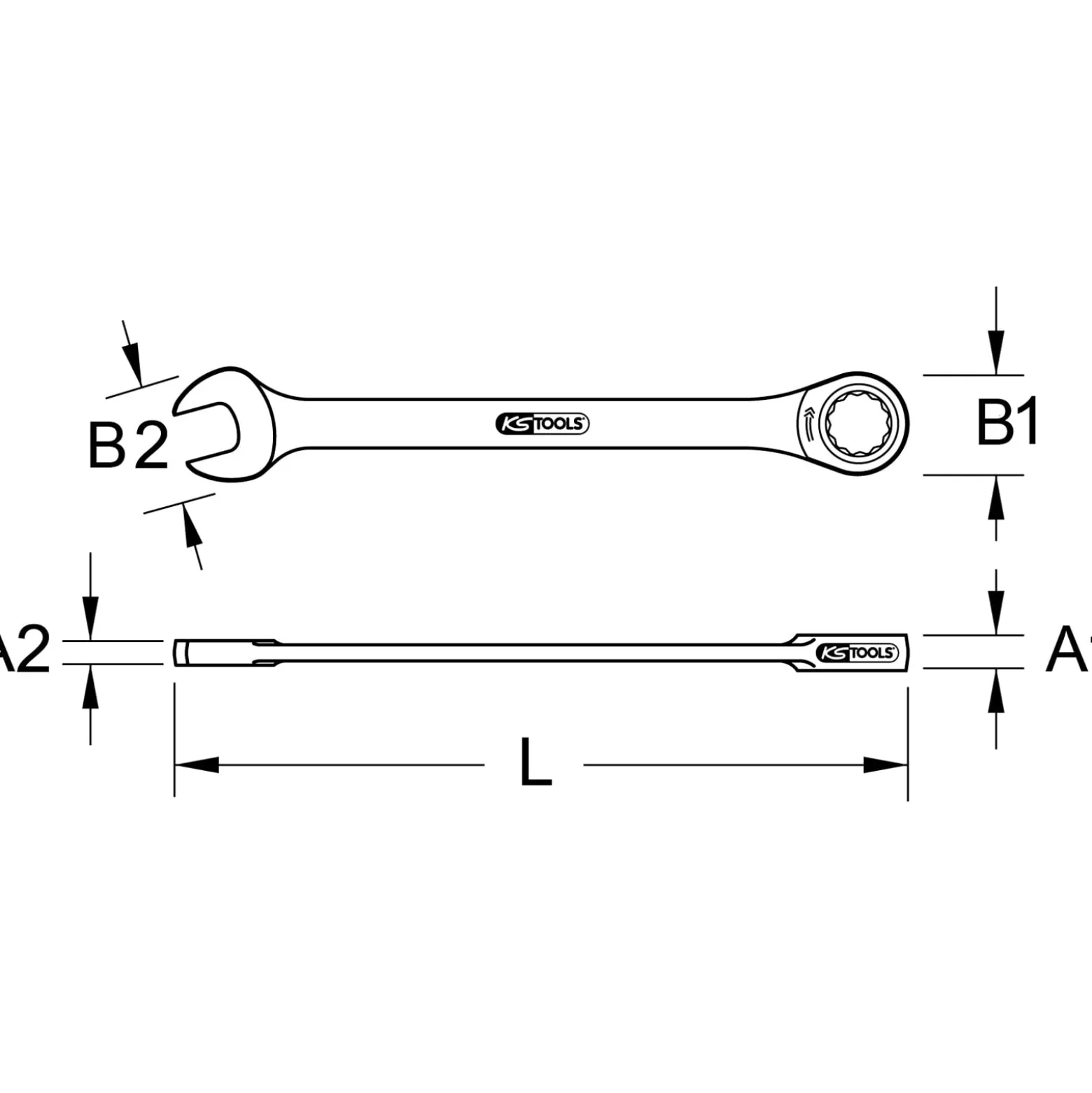 KS TOOLS DUO GEARplus Ringmaulschlüssel Maul-Ratschenfunktion 24 mm - 503.5224