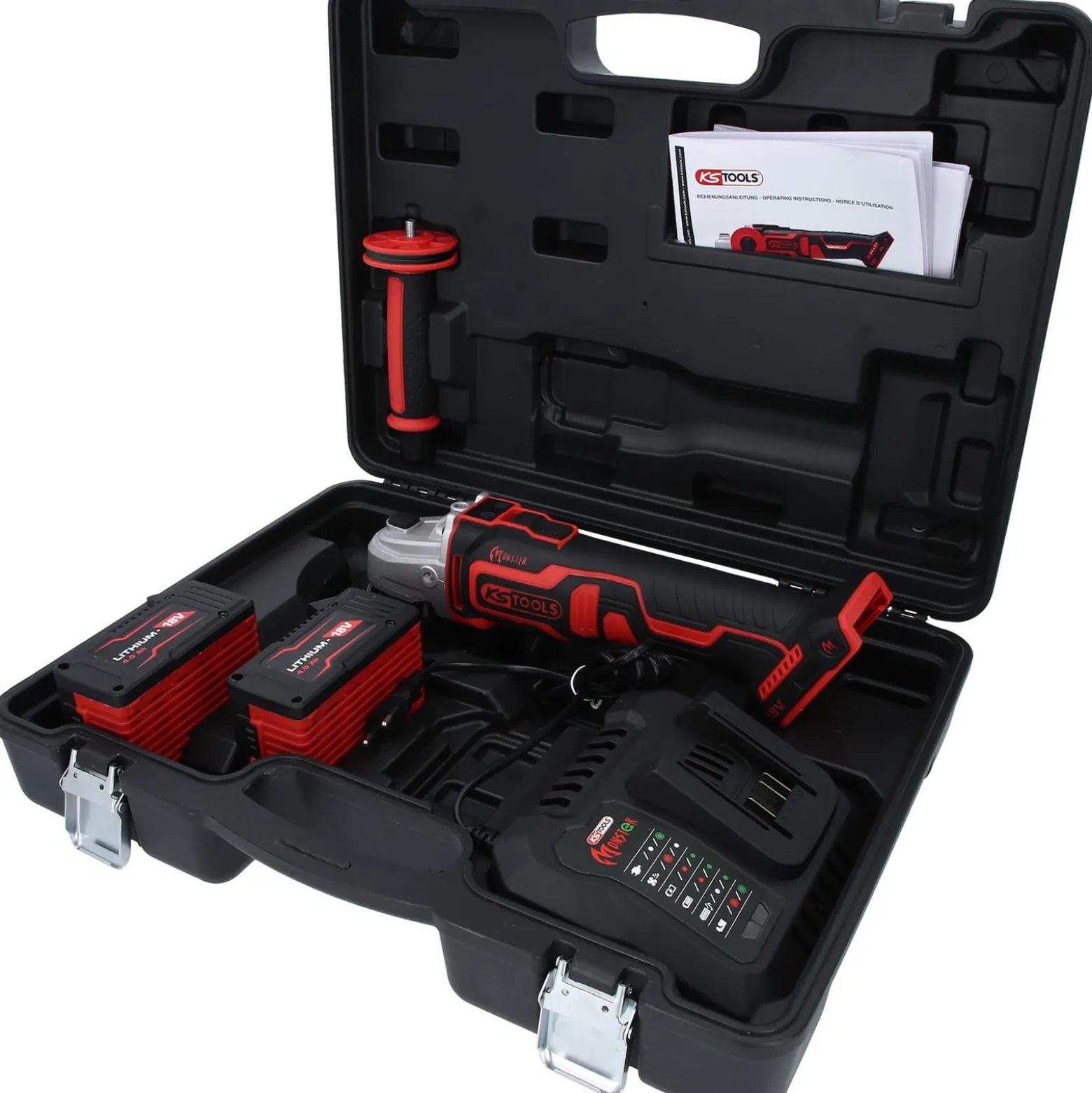 KS TOOLS eMONSTER Brushless-Akku-Winkelschleifer-Satz 4tlg. - 515.6200