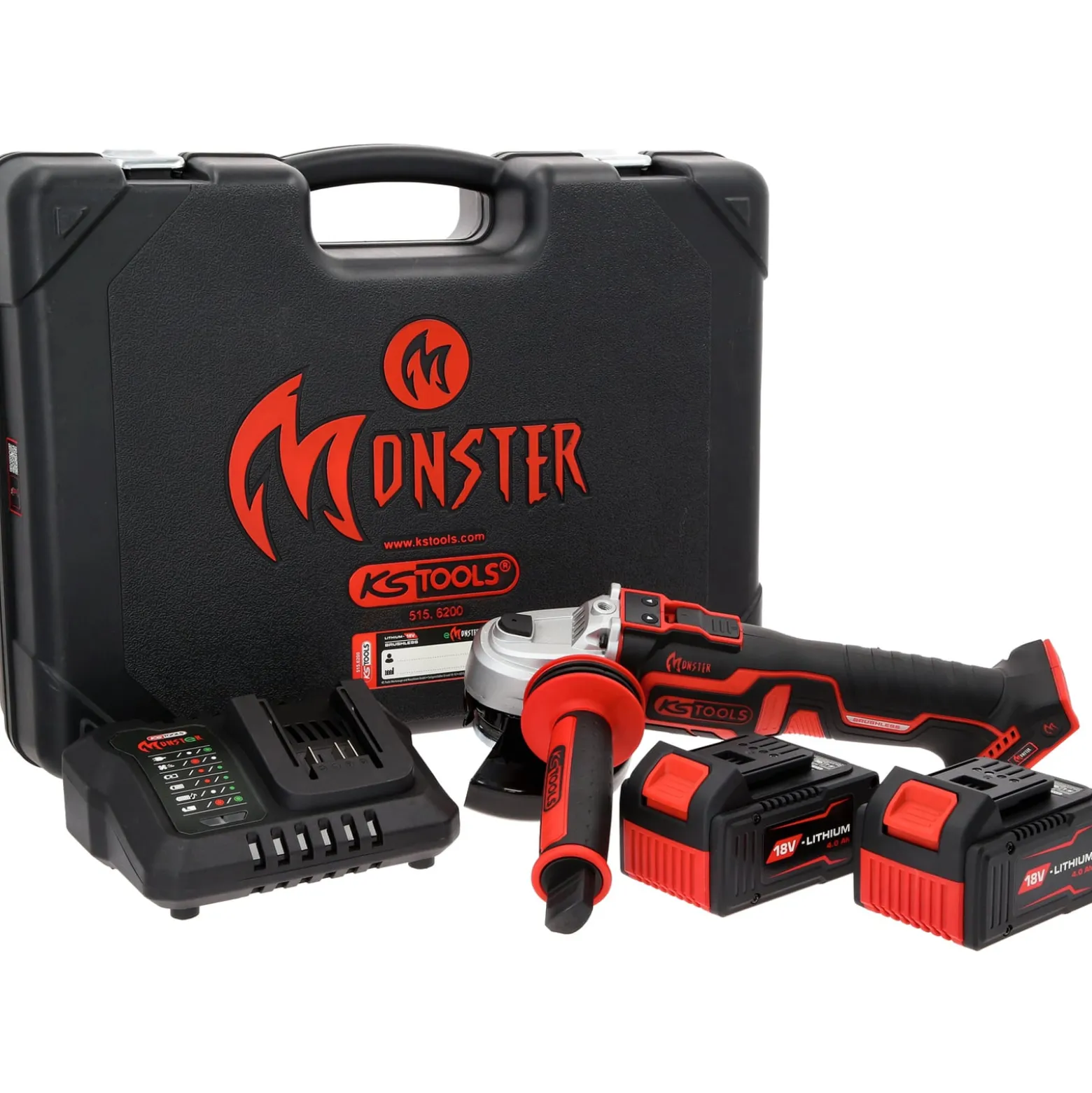 KS TOOLS eMONSTER Brushless-Akku-Winkelschleifer-Satz 4tlg. - 515.6200