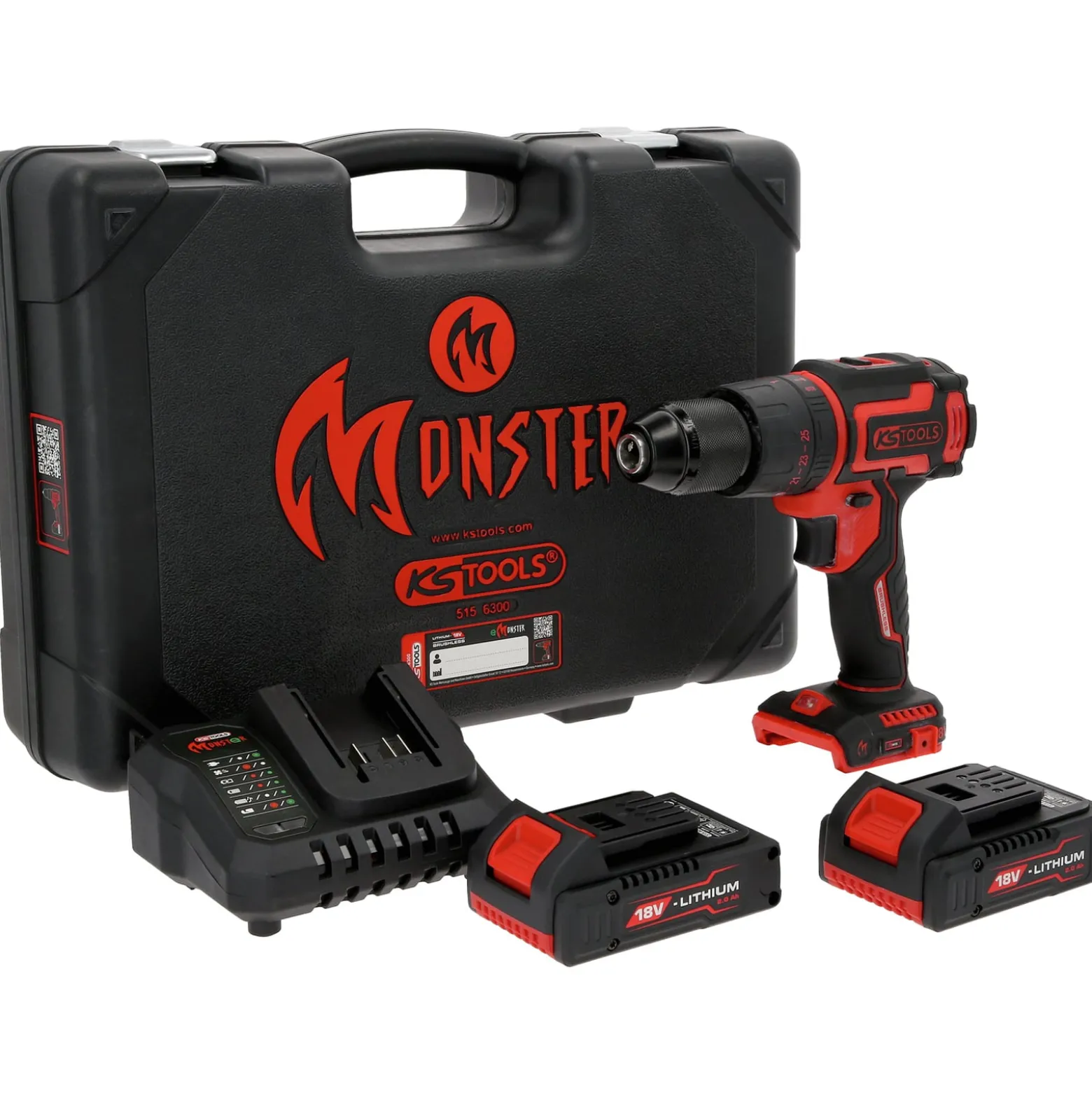 KS TOOLS eMONSTER Brushless-Akku-Schlag-Bohr-Schrauber-Satz 4tlg. - 515.6300