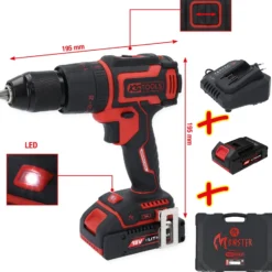 KS TOOLS eMONSTER Brushless-Akku-Schlag-Bohr-Schrauber-Satz 4tlg. - 515.6300