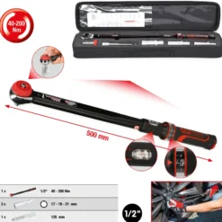 KS TOOLS 1/2"ERGOTORQUEprecision Drehmomentschlüssel-Satz 40 - 200 Nm 5tlg. - 516.1905