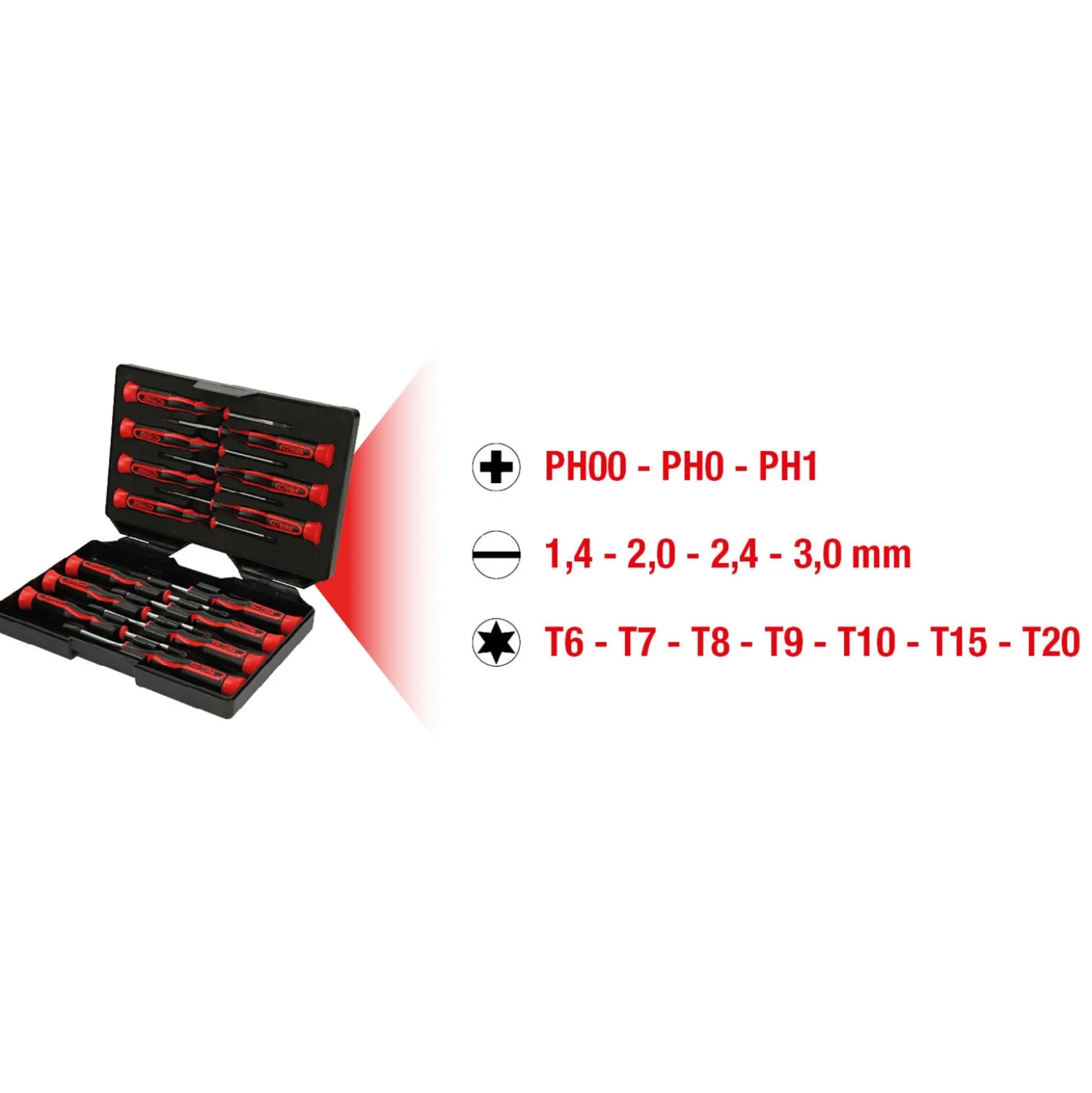 KS TOOLS Feinmechanik-Schraubendreher-Satz PH Schlitz Torx 14tlg. - 500.7170