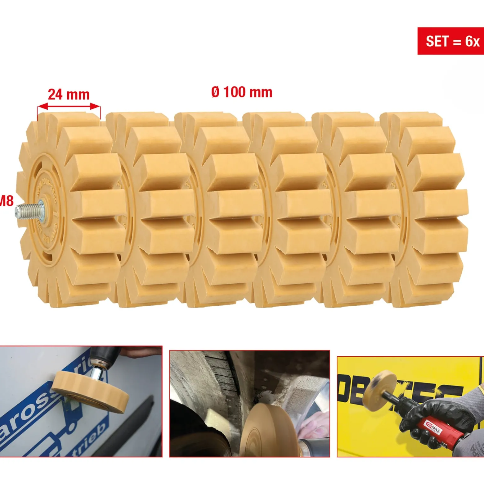 KS TOOLS Folienradierer mit Lamellen 6 Stk. - 515.1366