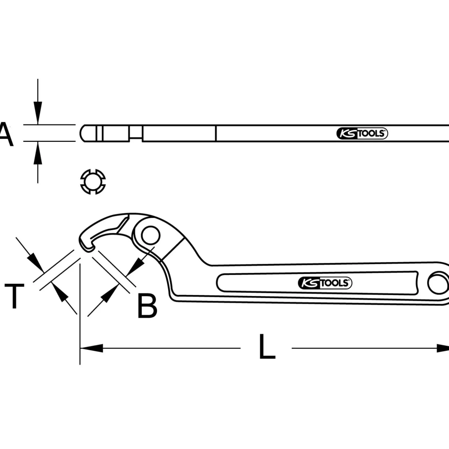 KS TOOLS Gelenk-Hakenschlüssel mit Nase 32-76 mm - 517.1303