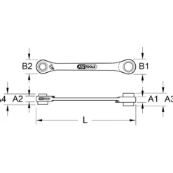 KS TOOLS 4 in 1 GEARplus umschaltbar Doppel-Ratschenringschlüssel 14 x 17 x 18 x 19 mm - 503.4657