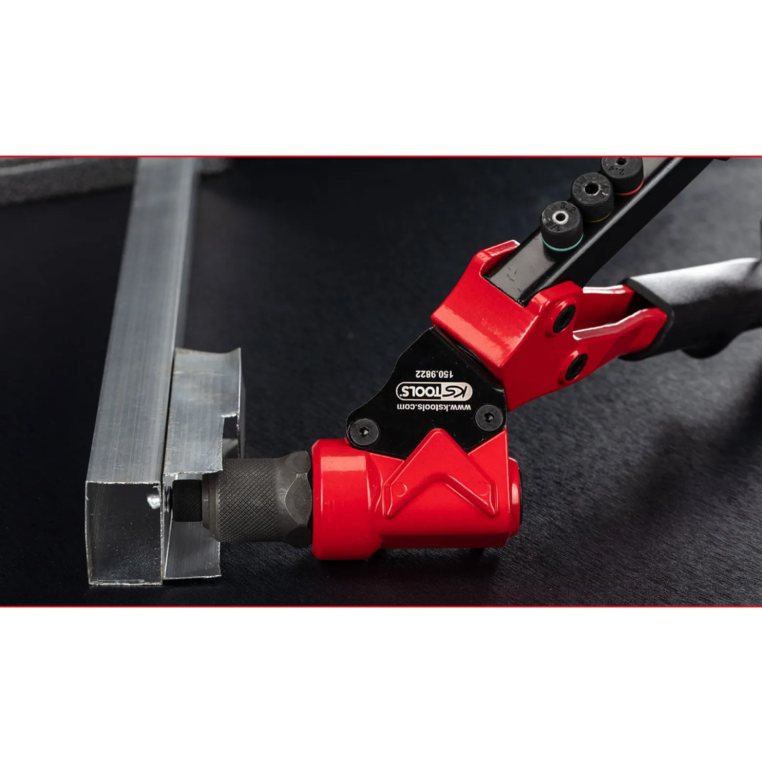 KS TOOLS 3 in 1 Handnietzangen-Satz, drehbar, 12-tlg. - 150.9820