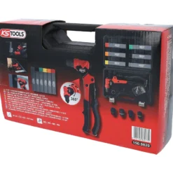 KS TOOLS 3 in 1 Handnietzangen-Satz, drehbar, 12-tlg. - 150.9820