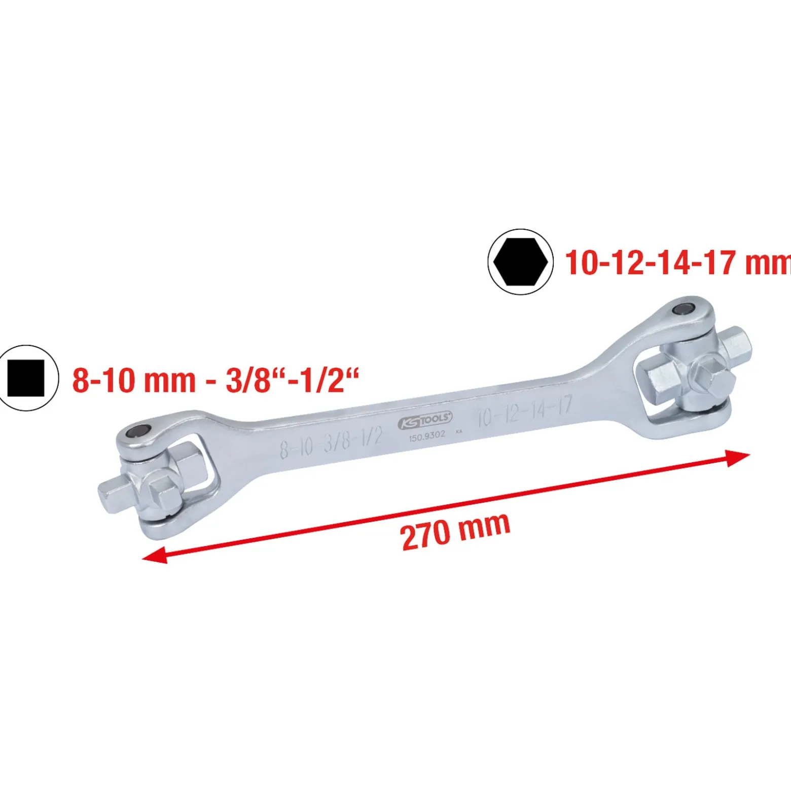 KS TOOLS 8 in 1 Öldienst-Schlüssel 270 mm - 150.9302