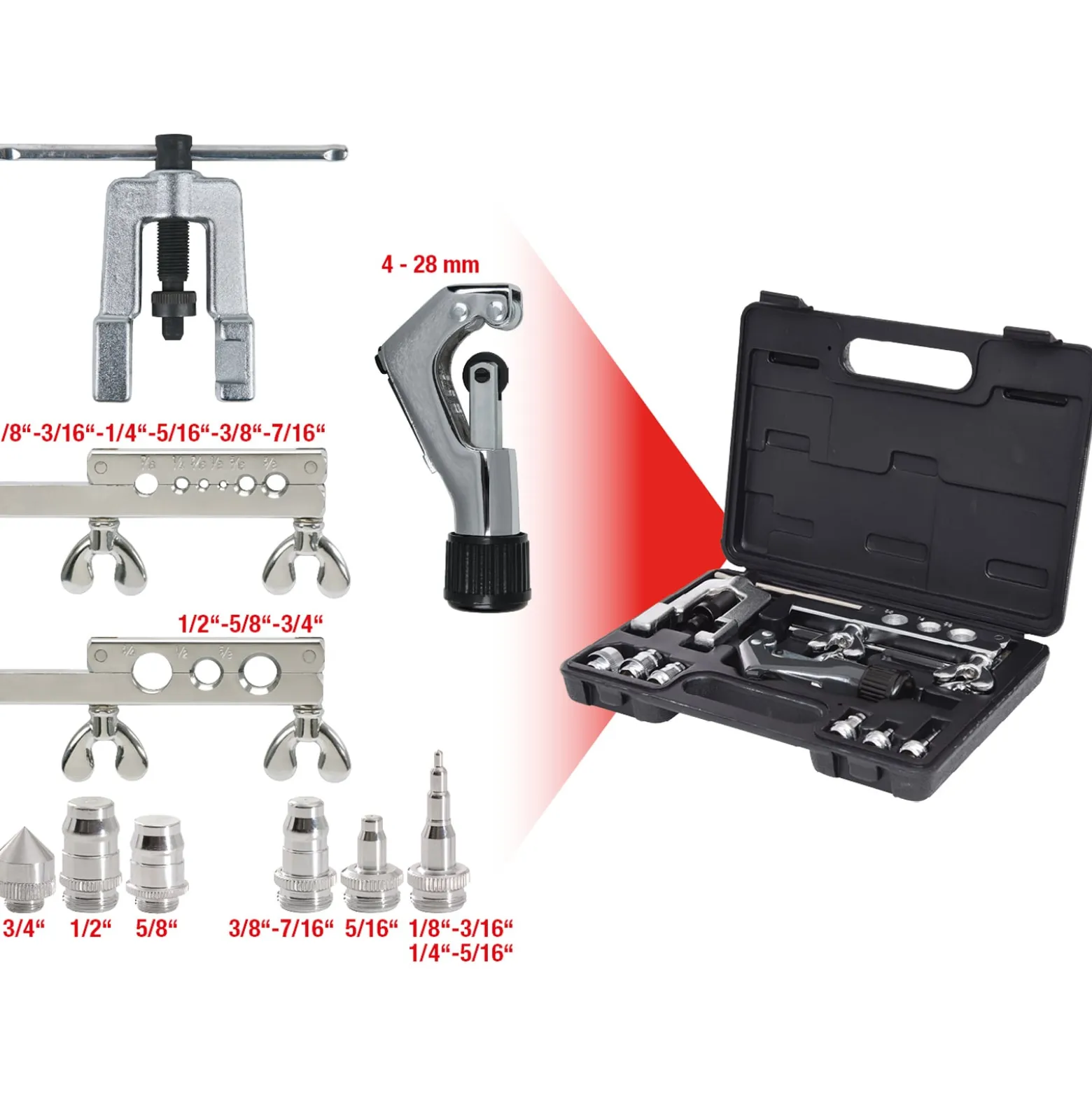 KS TOOLS Klima-Kälte-Bördel- und Muffen-Satz 1/8"-3/4" 10tlg. - 122.1100