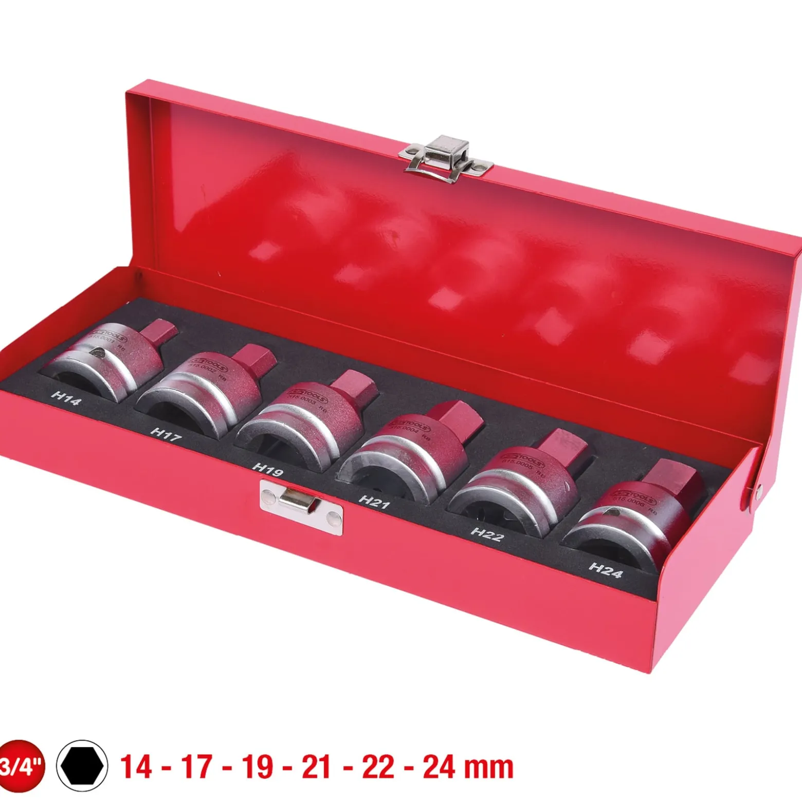 KS TOOLS 3/4" Kraft-Bit-Stecknuss-Satz 6tlg. 14-24 mm - 515.0000