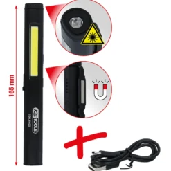 KS TOOLS LED COB Stripe Inspektionslampe 350 Lumen mit UV-Spot LED und Laserpointer - 150.4400
