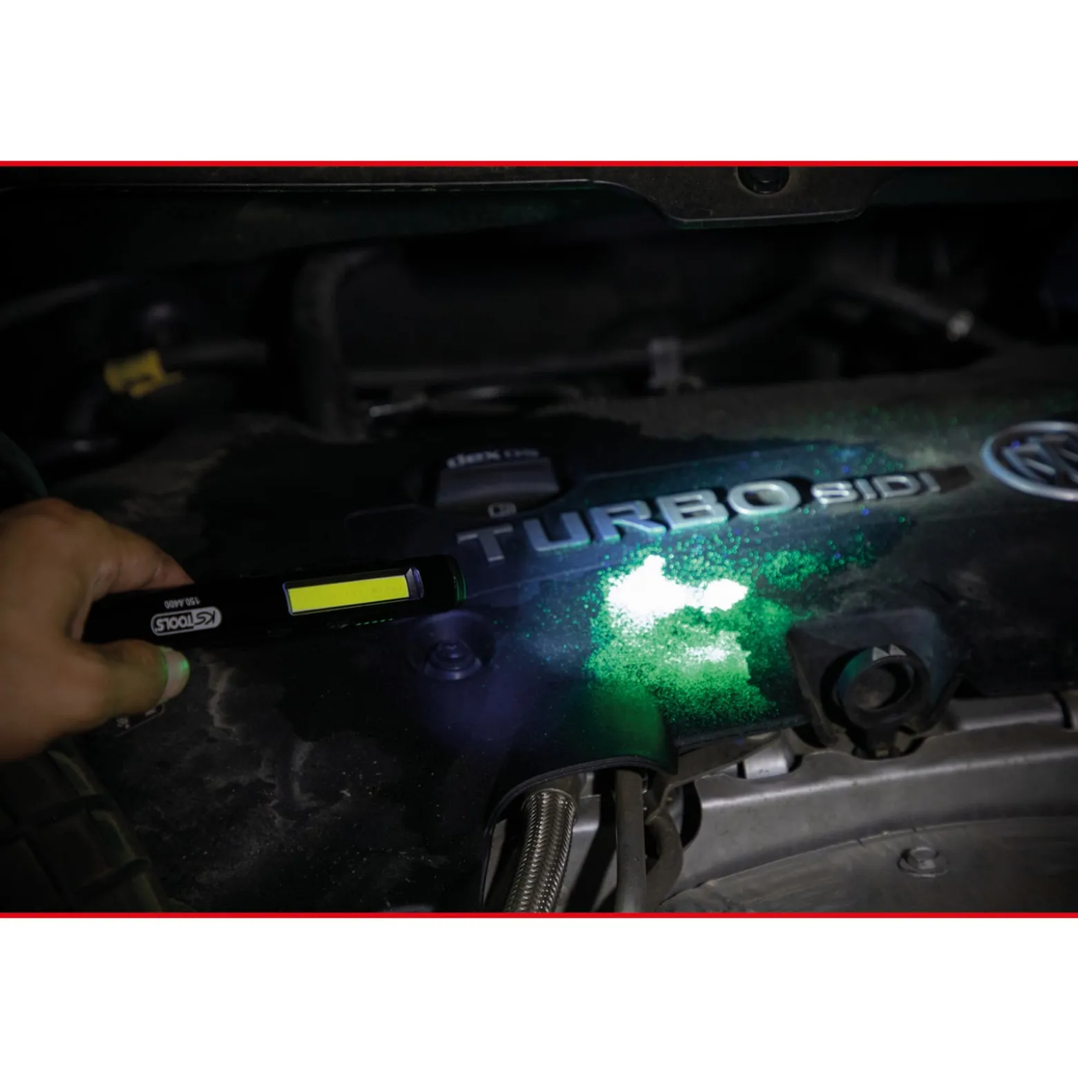 KS TOOLS LED COB Stripe Inspektionslampe 350 Lumen mit UV-Spot LED und Laserpointer - 150.4400
