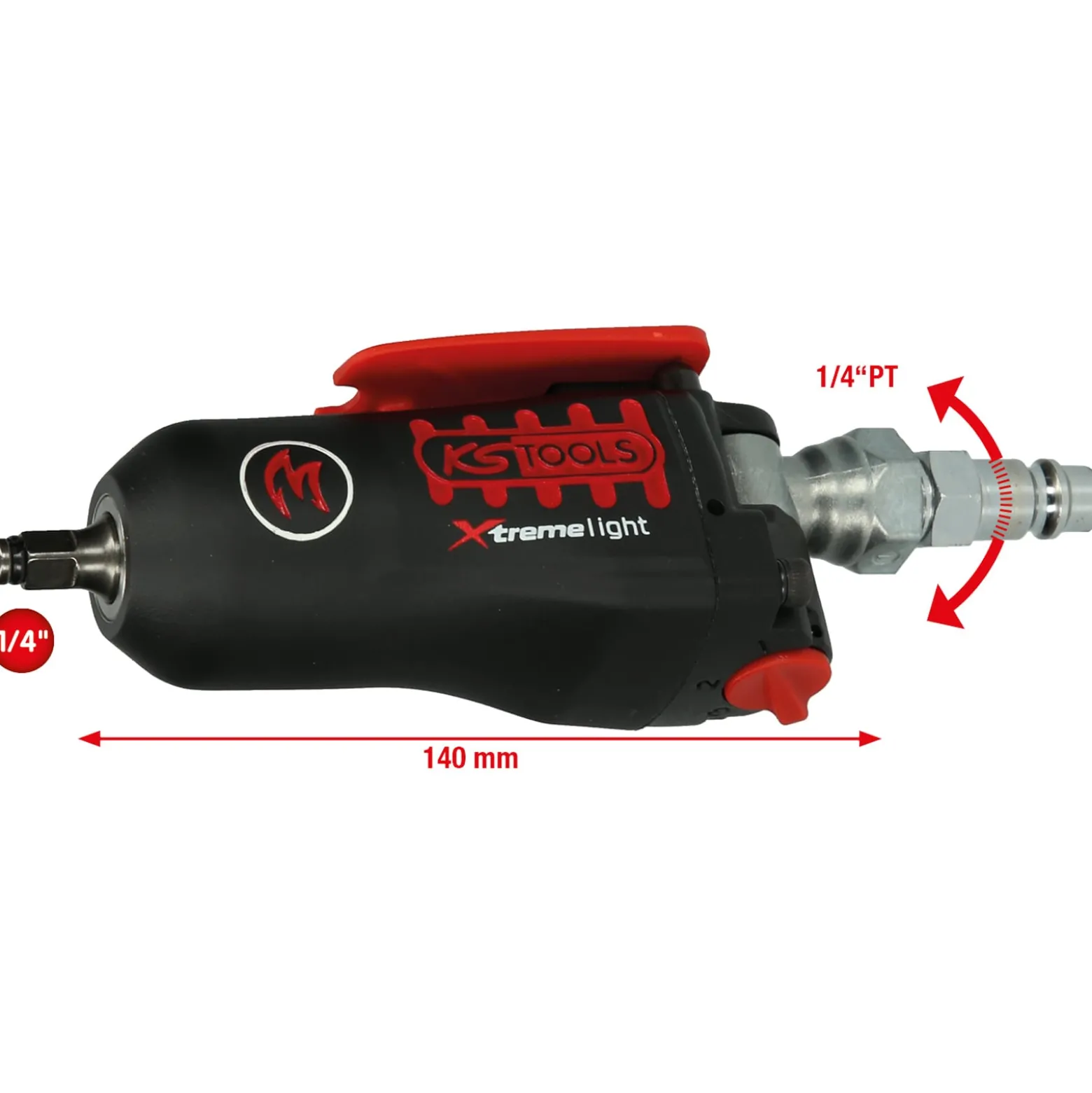 KS TOOLS 1/4" MONSTER Xtremelight Mini-Druckluft-Schlagschrauber mit Umschaltwippe 108 Nm - 515.1470