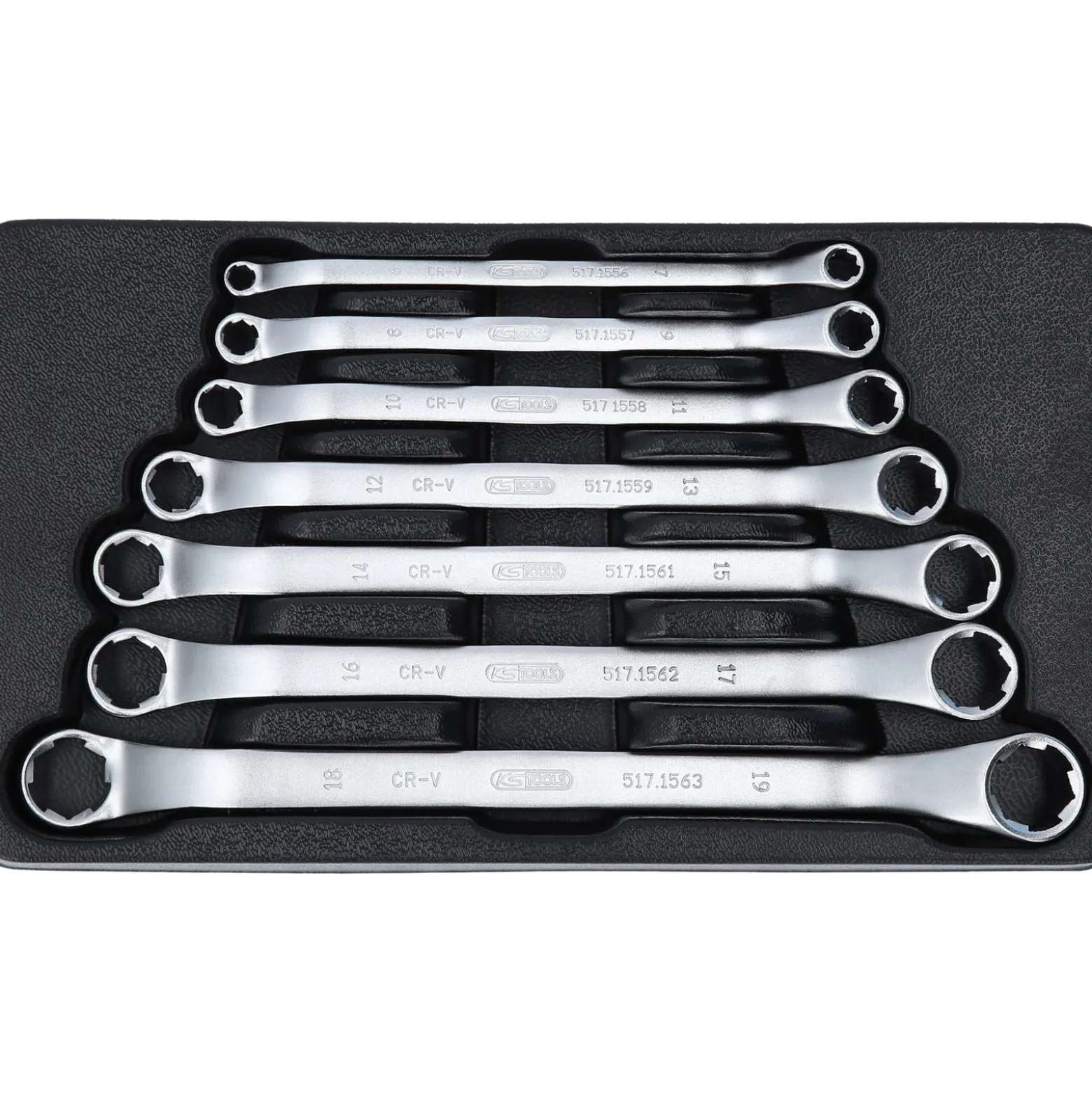 KS TOOLS RESCUEpower Doppel-Ringschlüssel-Satz gekröpft 7tlg. 6-19 mm - 517.1555