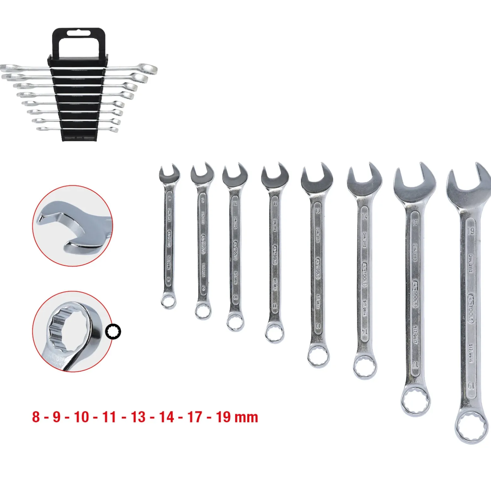 KS TOOLS Ringmaulschlüssel-Satz abgewinkelt 8tlg. 8-19 mm - 517.0048