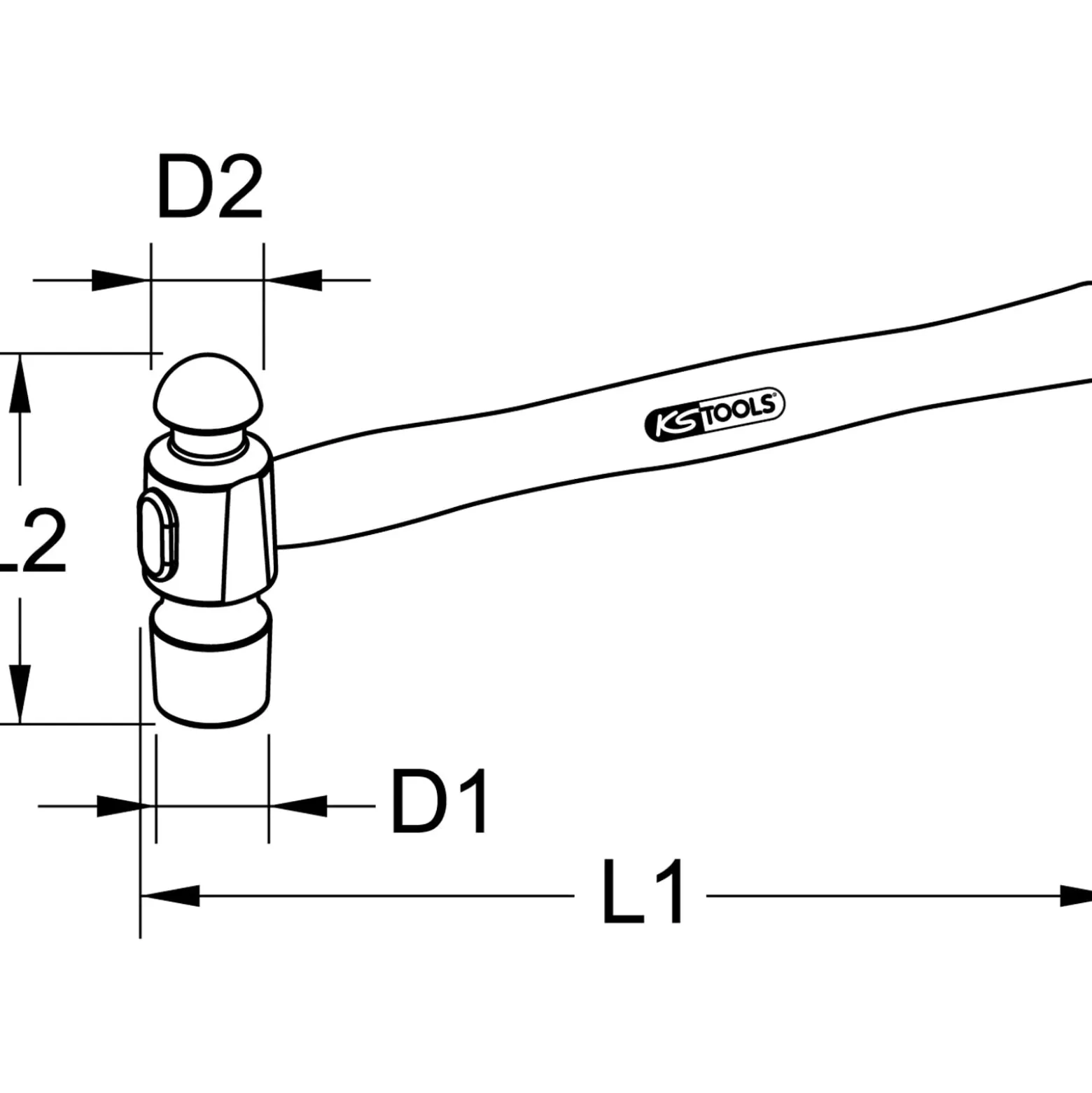 KS TOOLS Schlosserhammer englische Form 450 g - 142.1516